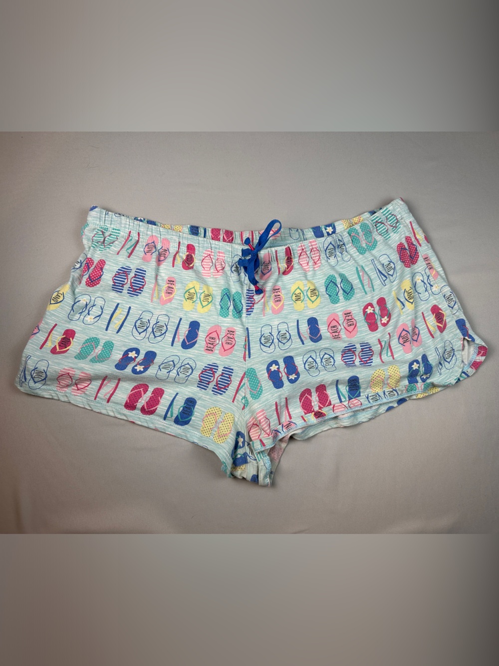 Secret Treasures Pajama Shorts Light Blue Flip-Flop Print Sleep Drawstrint